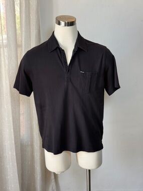 Façonnable Black Cotton Polo Shirt Men's L French Designer Short Sleeve